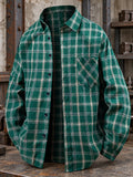 Shift Change Plaid Overshirt with industrial background