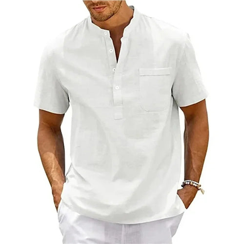 Cotton-Linen Pocket Henley
