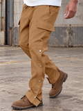 Khaki cargo pants in illustrative worksite setting
